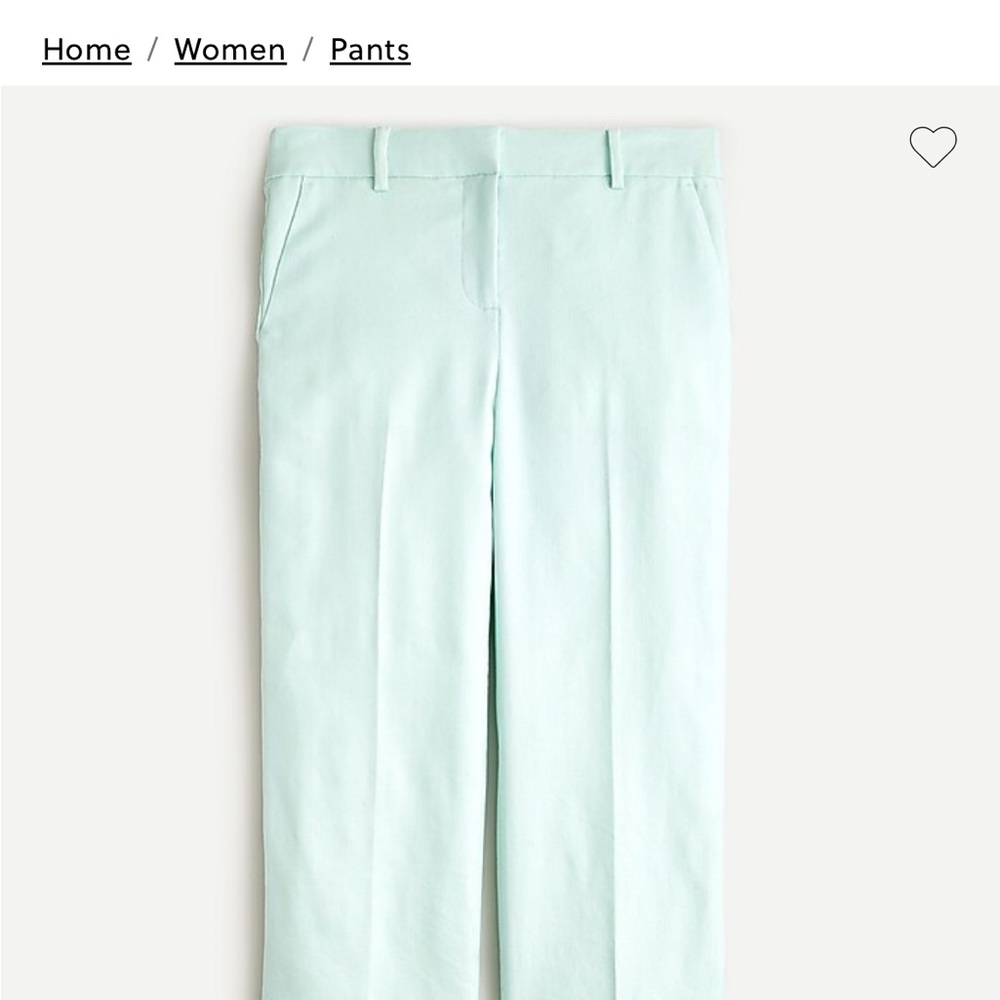 J. Crew Women’s Peyton Pants Mint Green Linen Blend 14 Cropped Wide Leg #L2881